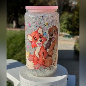 Fox and the hound snow globe tumbler 16oz